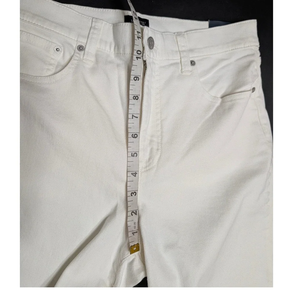 J.Crew Wide-Leg Crop Seashell White Jeans Raw Hem All Day Stretch Denim Size 29